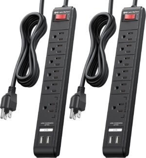 6 Way, 2USB Ports, Power Extension Cable with surge Protection