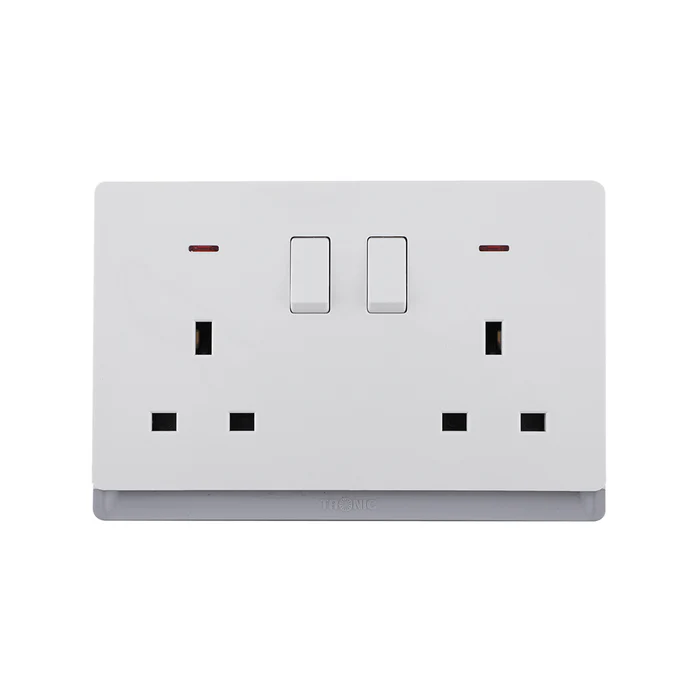 13A 2 Gang Double Pole Switched Double Socket Outlet