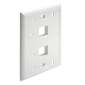 2-Port Keystone Faceplate, Single Gang, ID Labels, White, TAA