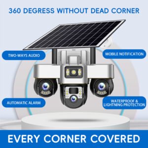 Triple lens 4G solar CCtv Camera