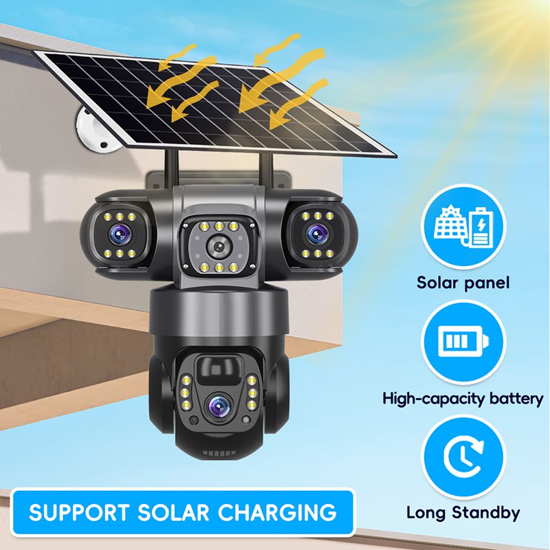 Triple lens Wifi enabled solar camera