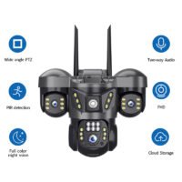 V380 4G Triple lens CCtv Ptz Camera two way audio