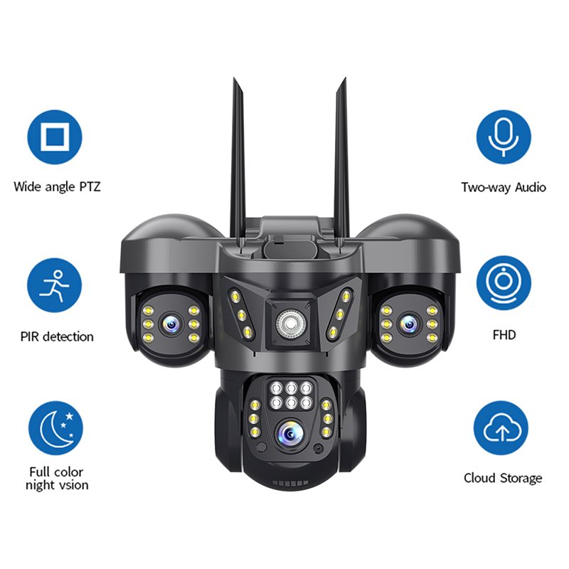 V380 4G Triple lens CCtv Ptz Camera two way audio