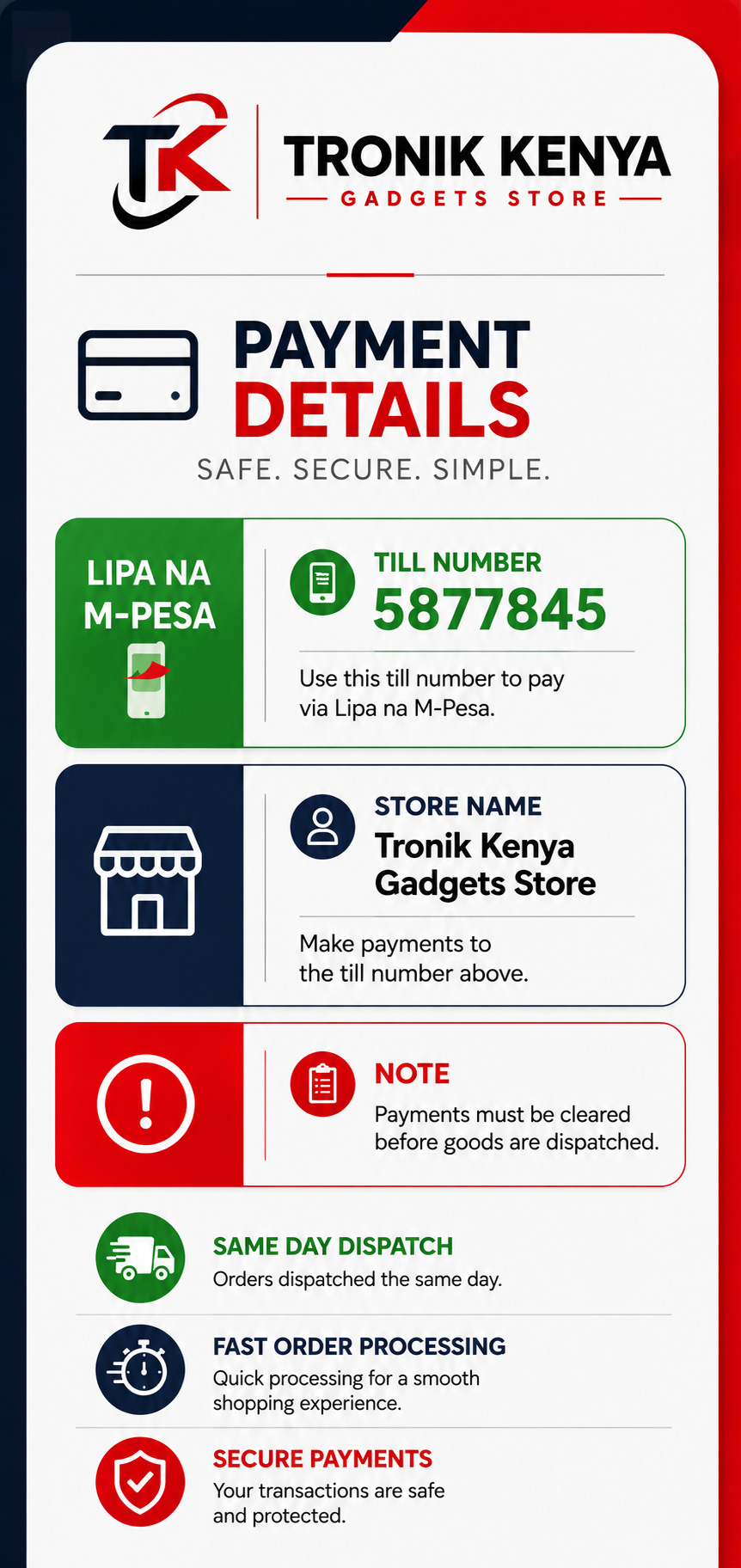 Payment Details tronik